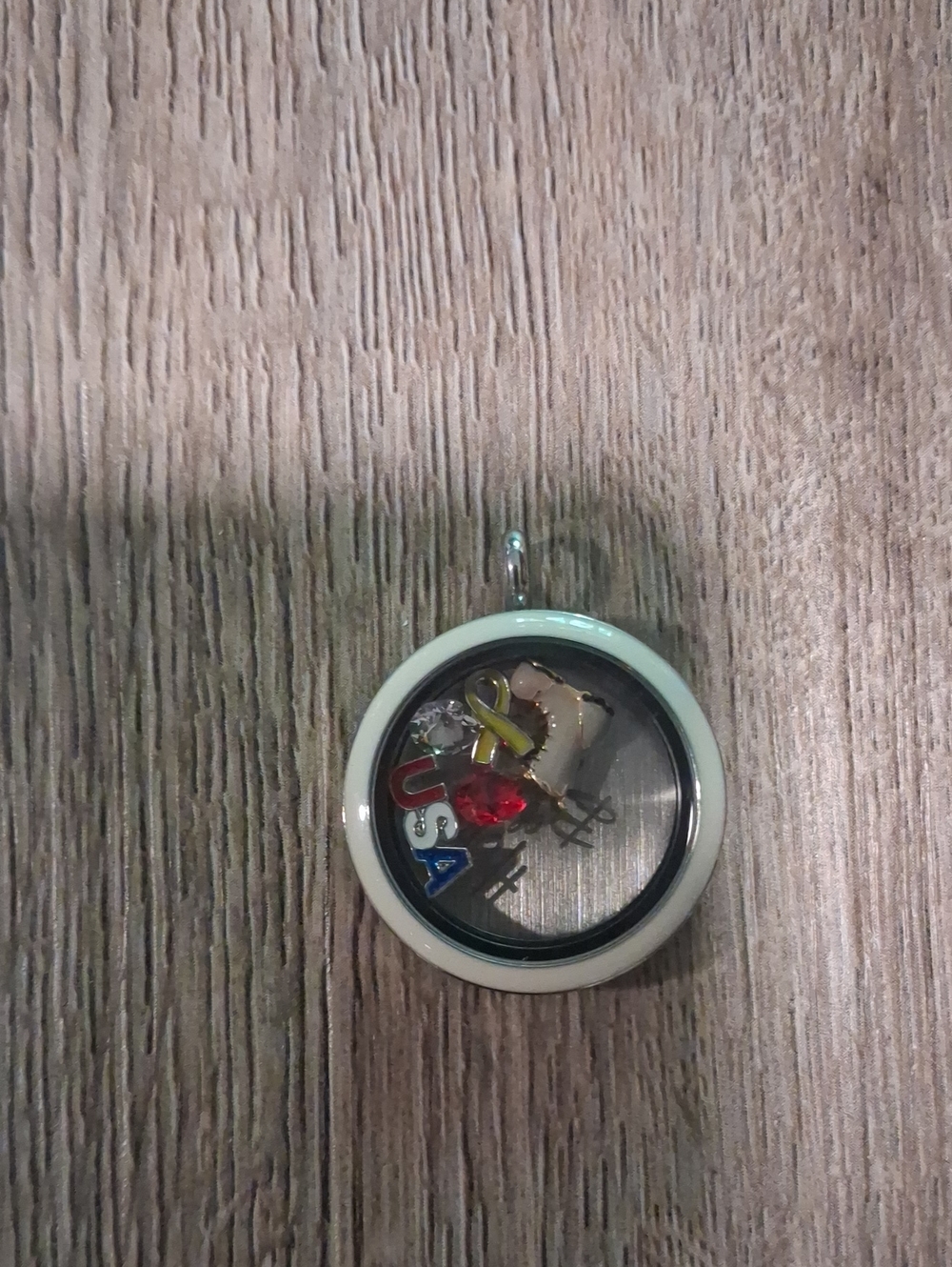 Origami OwlPatriotic USA Floating Locket Pendant with Charms - Red, Blue, Yellow